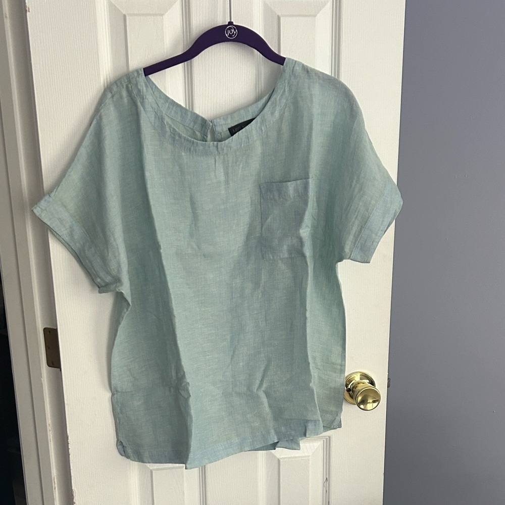 Marks and Spencer M&S Light Blue Women's Top 100% Flax Linen UK 16 EUR 44 US 12
